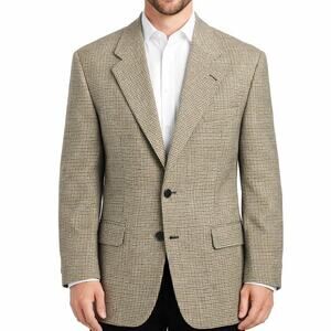 FIORI Vintage 46R Sport Coat – Silk/Wool Houndstooth Blazer – Made in Canada